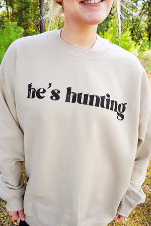 Side Bows He's Hunting Heavy - weight Crew Sweatshirt - Wholesale Accessory Market