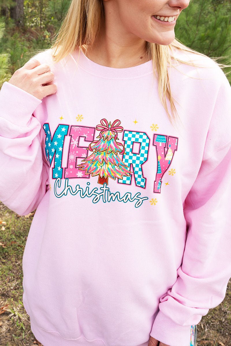 Side Bows Tree - mendously Merry & Bright Heavy Blend Crew Sweatshirt - Wholesale Accessory Market