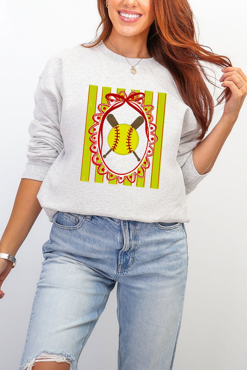 Softball Stripes Heavy Blend Crew Sweatshirt - Wholesale Accessory Market