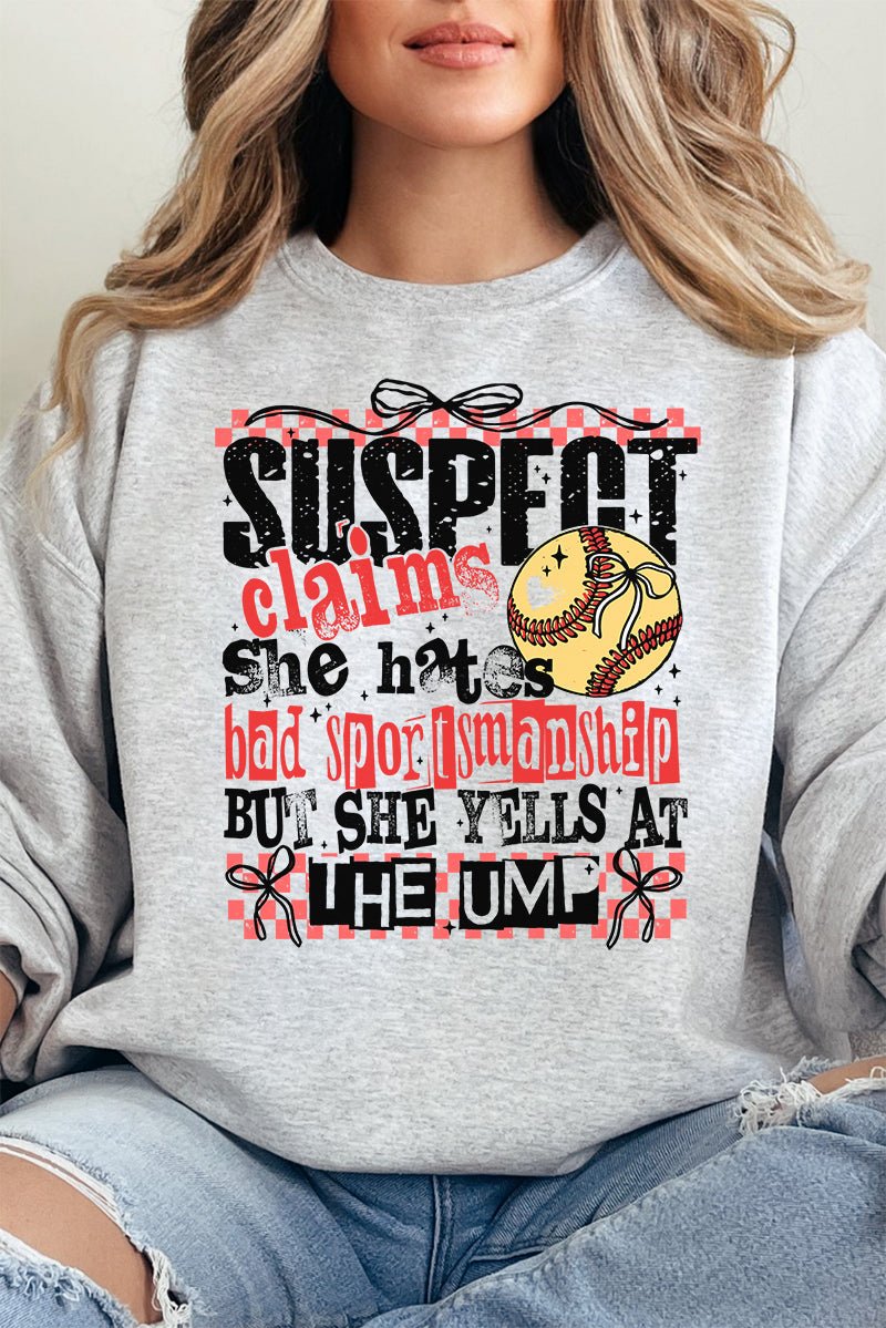 Softball Suspect Yells At The Ump Heavy - weight Crew Sweatshirt - Wholesale Accessory Market