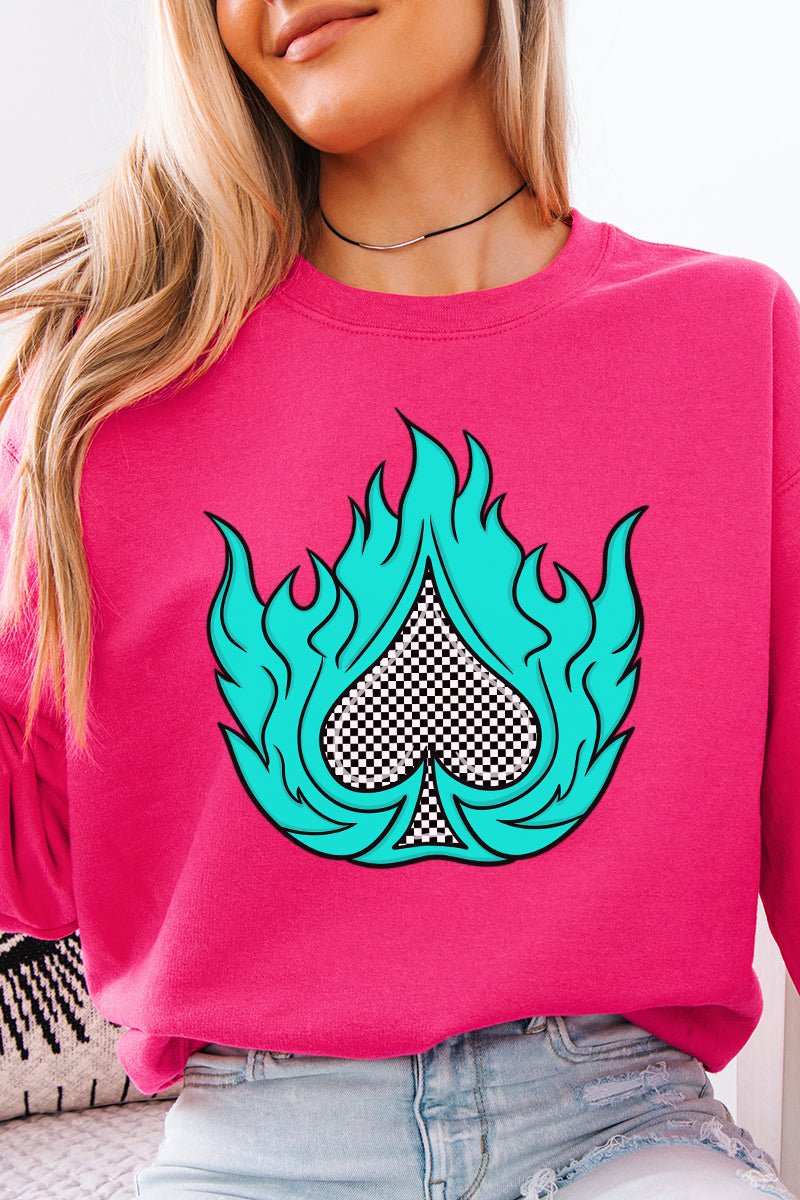 Spade In Flames Heavy - weight Crew Sweatshirt - Wholesale Accessory Market