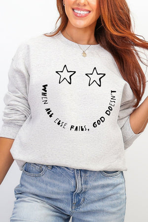 Star Eyes God Never Fails Heavy Blend Crew Sweatshirt - Wholesale Accessory Market