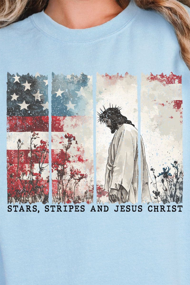 Star, Stripes, & Jesus Christ Heavy - weight Crew Sweatshirt - Wholesale Accessory Market