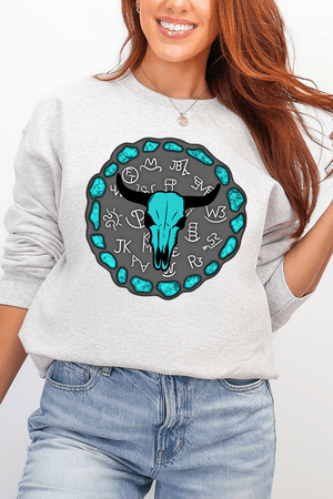 Turquoise Stone Steer Heavy Blend Crew Sweatshirt - Wholesale Accessory Market