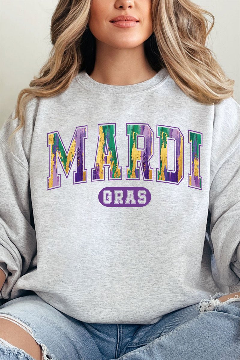 Watercolor Mardi Gras Heavy - weight Crew Sweatshirt - Wholesale Accessory Market