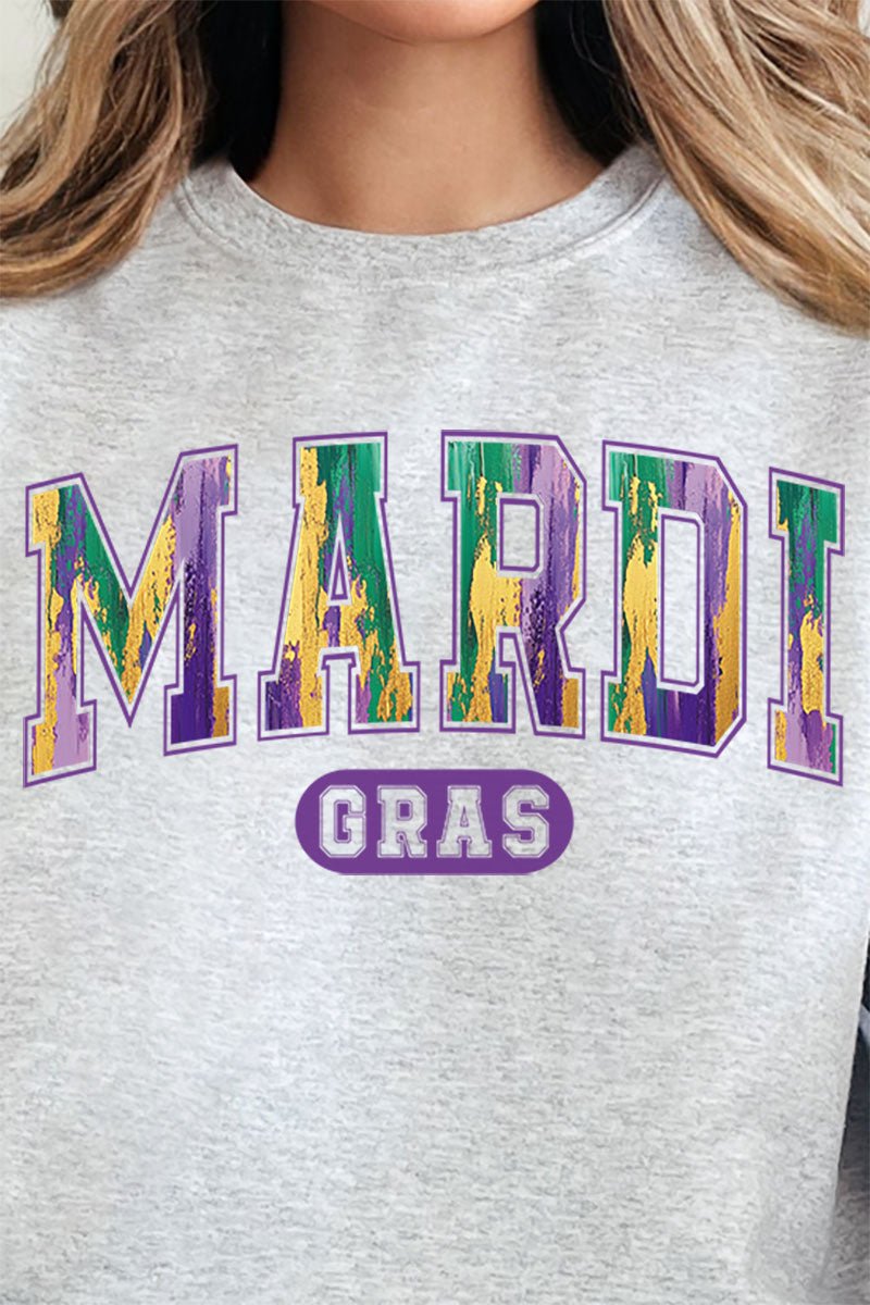 Watercolor Mardi Gras Heavy - weight Crew Sweatshirt - Wholesale Accessory Market
