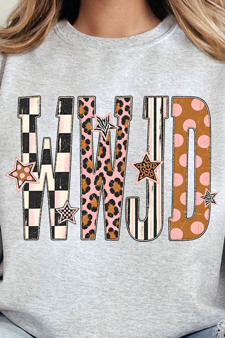 WWJD Pattern Pop Heavy Blend Crew Sweatshirt - Wholesale Accessory Market
