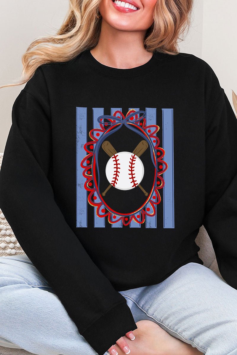 Baseball Stripes Heavy Blend Crew Sweatshirt - Wholesale Accessory Market