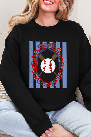 Baseball Stripes Heavy Blend Crew Sweatshirt - Wholesale Accessory Market