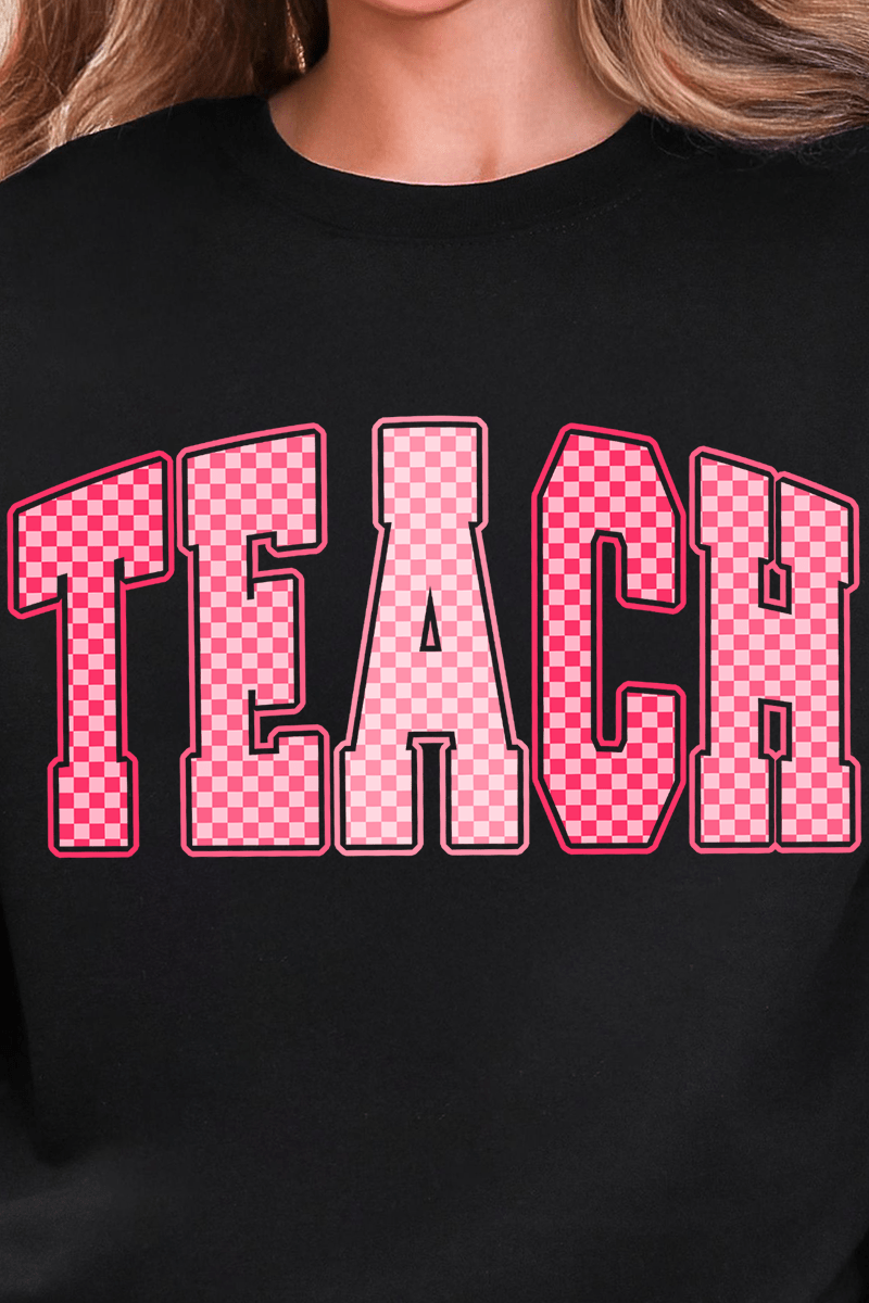 Checkered Teach Heavy Blend Crew Sweatshirt - Wholesale Accessory Market