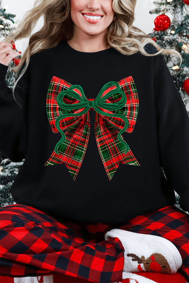 Christmas Plaid Coquette Heavy Blend Crew Sweatshirt - Wholesale Accessory Market