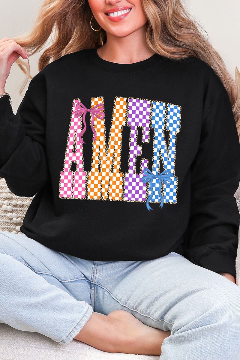 Color Check Amen Heavy Blend Crew Sweatshirt - Wholesale Accessory Market
