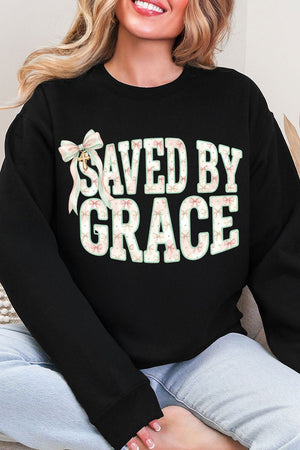 Coquette Cross Saved By Grace Heavy Blend Crew Sweatshirt - Wholesale Accessory Market