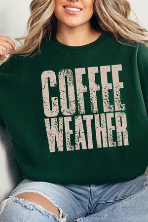 Distressed Coffee Weather Heavy - weight Crew Sweatshirt - Wholesale Accessory Market