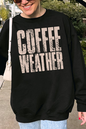 Distressed Coffee Weather Heavy - weight Crew Sweatshirt - Wholesale Accessory Market