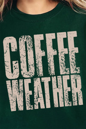 Distressed Coffee Weather Heavy - weight Crew Sweatshirt - Wholesale Accessory Market