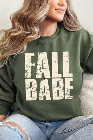 Distressed Fall Babe Heavy - weight Crew Sweatshirt - Wholesale Accessory Market