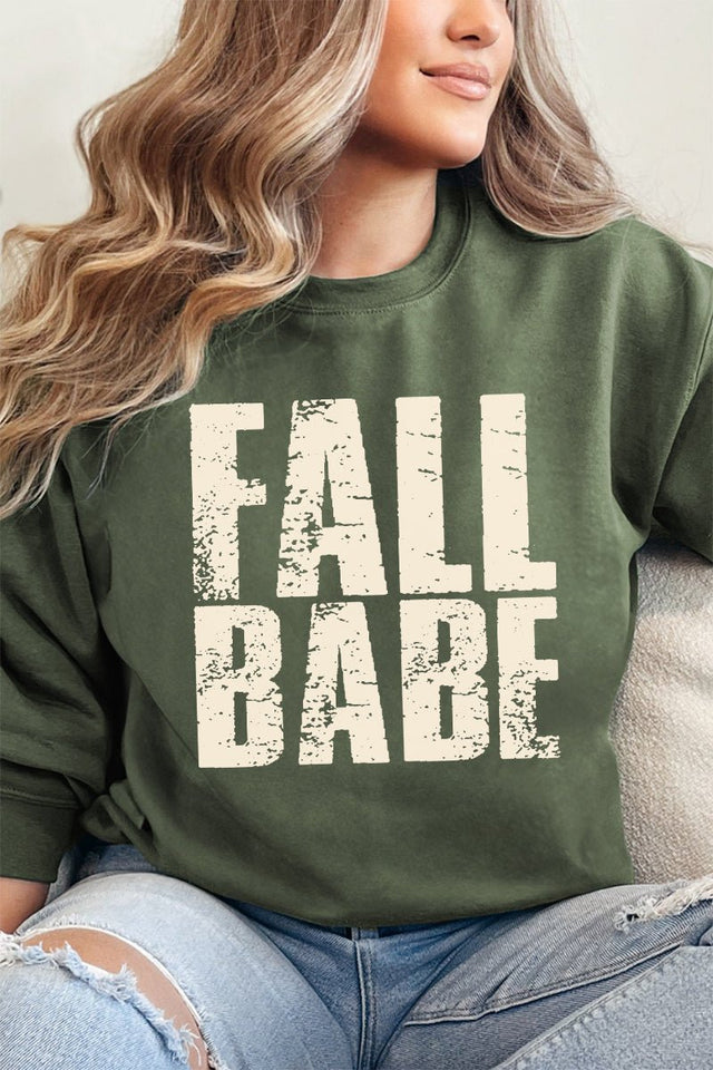 Distressed Fall Babe Heavy - weight Crew Sweatshirt - Wholesale Accessory Market