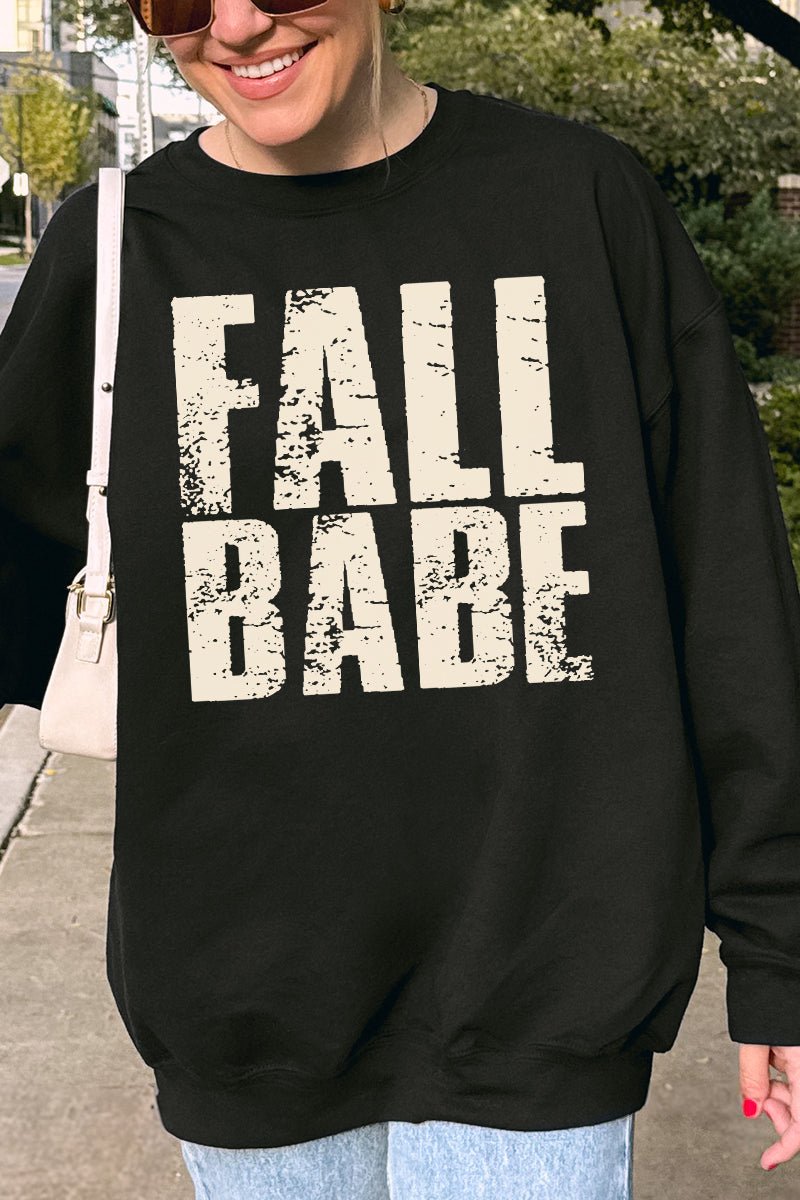 Distressed Fall Babe Heavy - weight Crew Sweatshirt - Wholesale Accessory Market