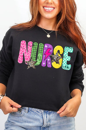 Distressed Retro Nurse Heavy Blend Crew Sweatshirt - Wholesale Accessory Market
