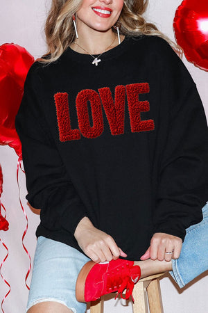 Fall In Love Faux Yarn Heavy Blend Crew Sweatshirt - Wholesale Accessory Market