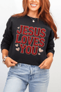 Faux Embroidery Jesus Loves You Heavy Blend Crew Sweatshirt - Wholesale Accessory Market