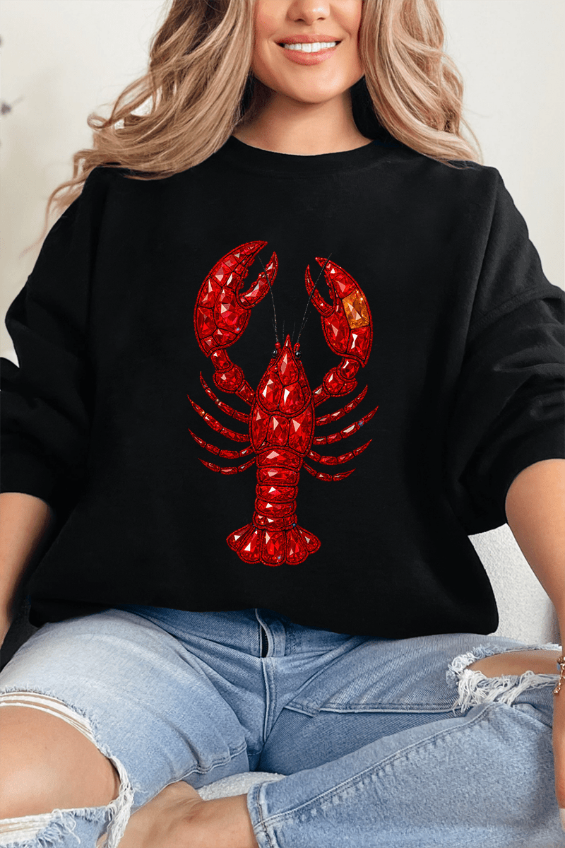 Faux Rhinestone Crawfish Heavy Blend Crew Sweatshirt - Wholesale Accessory Market