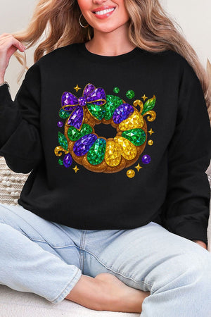 Faux Rhinestone King Cake Heavy Blend Crew Sweatshirt - Wholesale Accessory Market