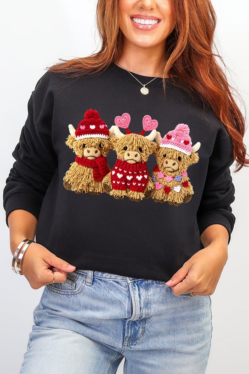 Faux Yarn Highland Hearts Heavy Blend Crew Sweatshirt - Wholesale Accessory Market