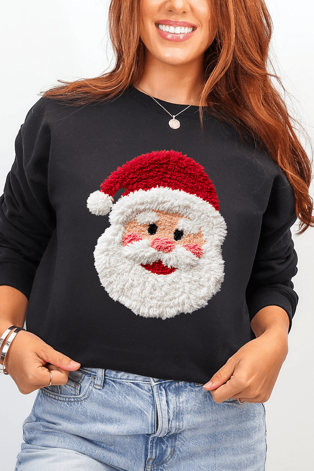 Faux Yarn Stitched With Cheer Santa Heavy Blend Crew Sweatshirt - Wholesale Accessory Market