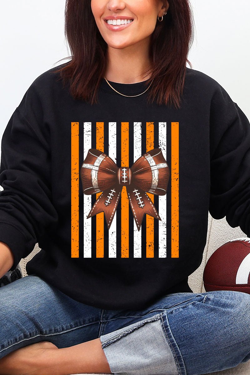 Fiery Orange & White Varsity Bow Heavy Blend Crew Sweatshirt - Wholesale Accessory Market