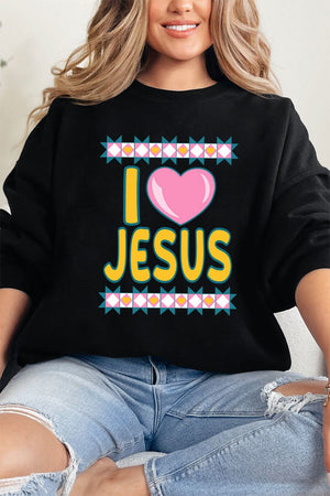 Folk Faith: I Love Jesus Heavy Blend Crew Sweatshirt - Wholesale Accessory Market