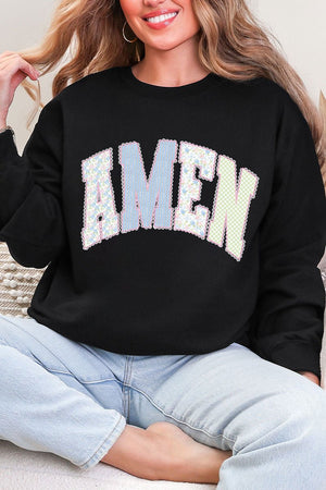 Garden Gingham Amen Heavy Blend Crew Sweatshirt - Wholesale Accessory Market
