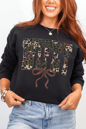 Hunting Wifey Ribbon Heavy Blend Crew Sweatshirt - Wholesale Accessory Market