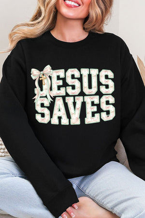 Jesus Saves Coquette Cross Heavy Blend Crew Sweatshirt - Wholesale Accessory Market