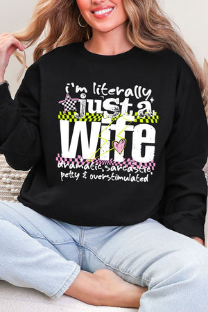 Literally Just A Wife Heavy Blend Crew Sweatshirt - Wholesale Accessory Market