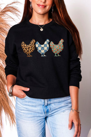 Painted Hen Trio Heavy Blend Crew Sweatshirt - Wholesale Accessory Market