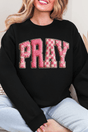 Pink Faux Yarn Coquette Pray Heavy Blend Crew Sweatshirt - Wholesale Accessory Market