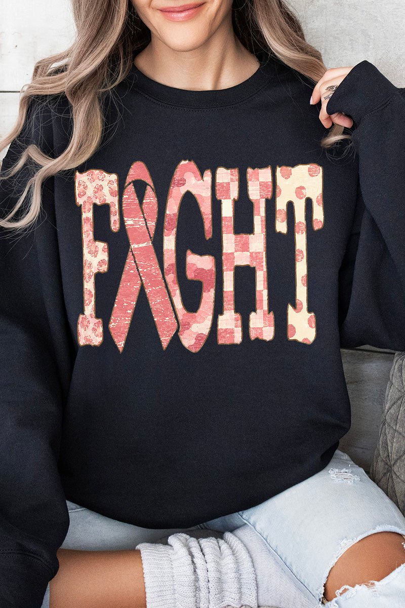 Pink Patterned Fight Heavy Blend Crew Sweatshirt - Wholesale Accessory Market