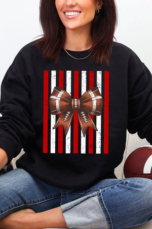 Red & White Varsity Bow Heavy Blend Crew Sweatshirt - Wholesale Accessory Market