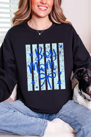 Striped Stars Boy Mom Heavy Blend Crew Sweatshirt - Wholesale Accessory Market