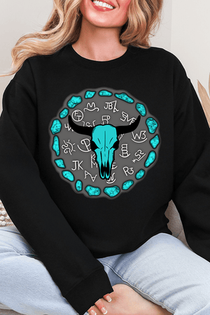 Turquoise Stone Steer Heavy Blend Crew Sweatshirt - Wholesale Accessory Market