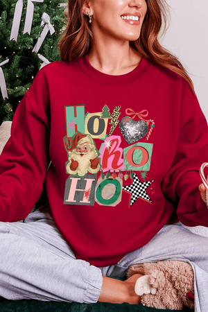 Ho Ho Retro Christmas Heavy Blend Crew Sweatshirt - Wholesale Accessory Market