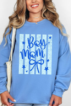 Striped Stars Boy Mom Heavy Blend Crew Sweatshirt - Wholesale Accessory Market