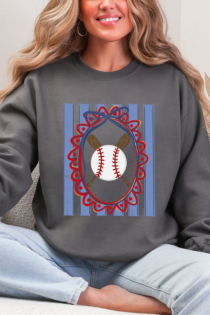 Baseball Stripes Heavy Blend Crew Sweatshirt - Wholesale Accessory Market