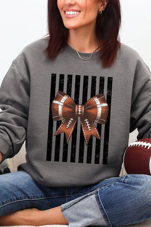 Black Varsity Bow Heavy Blend Crew Sweatshirt - Wholesale Accessory Market
