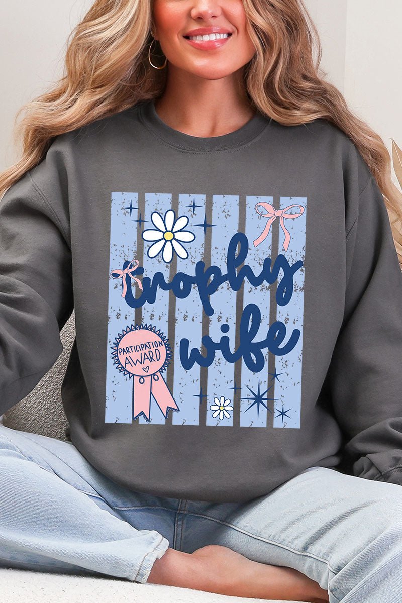 Blue Striped Trophy Wife Heavy Blend Crew Sweatshirt - Wholesale Accessory Market