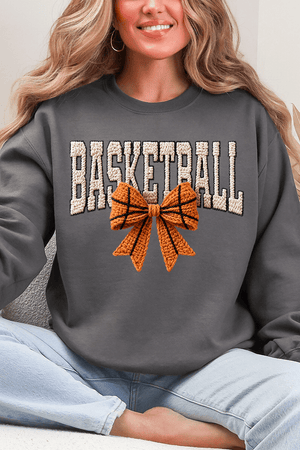 Faux Yarn Basketball Coquette Heavy Blend Crew Sweatshirt - Wholesale Accessory Market