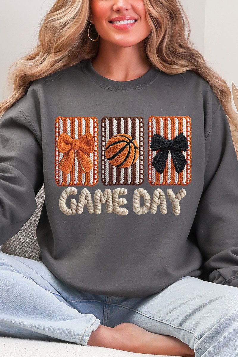 Faux Yarn Coquette Game Day Heavy Blend Crew Sweatshirt - Wholesale Accessory Market