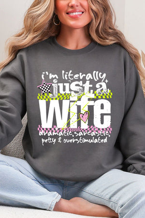 Literally Just A Wife Heavy Blend Crew Sweatshirt - Wholesale Accessory Market